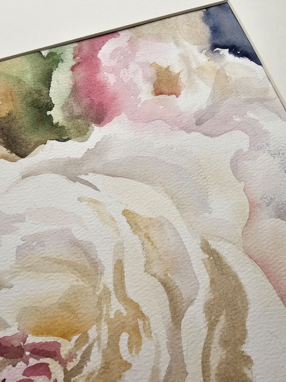 Картина авторская акварельная в паспарту 40х50 см на стену для интерьера "Белый пион"