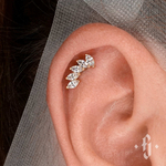 Кластер "Curv Marquise" - Желтое золото - White CZ