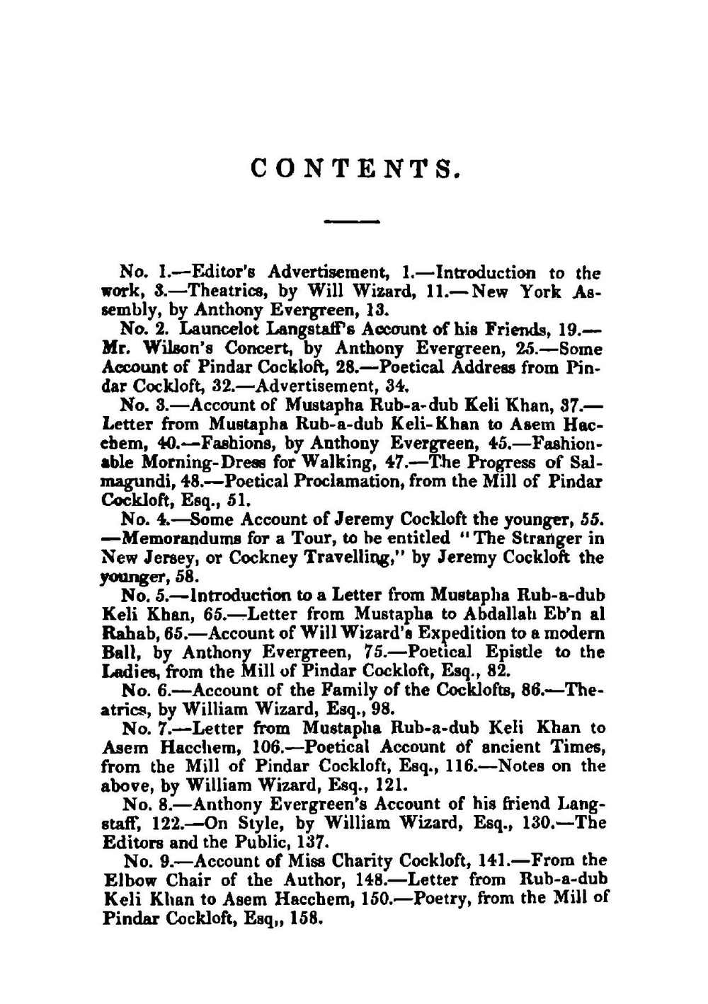 Salmagundi, Or, The Whim-whams and Opinions of Launcelot Langstaff, Esq., and Others | Washington Irving