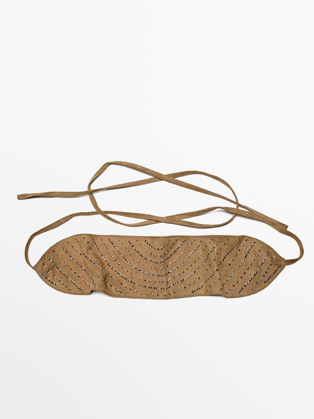 Massimo Dutti Замшевый ремень с заклепками, песочный