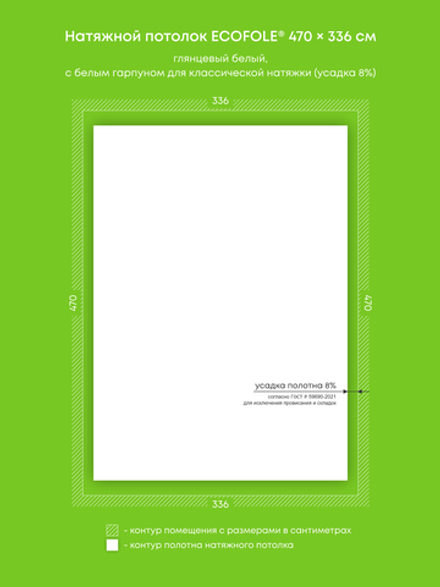 Глянцевый натяжной потолок 15.8 м2