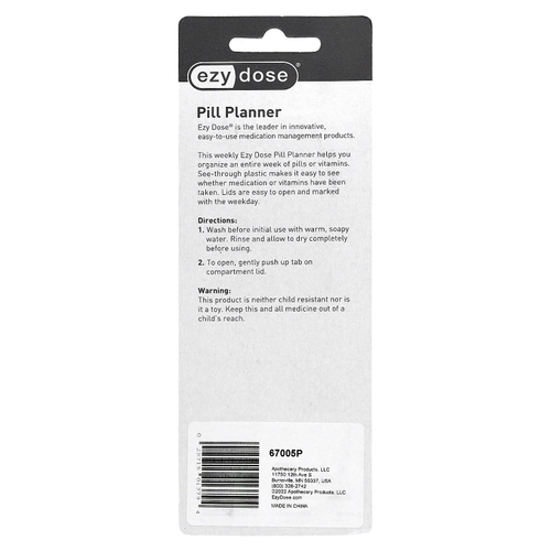 Ezy Dose, Weekly Classic Pill планнер, средний, 1 шт.