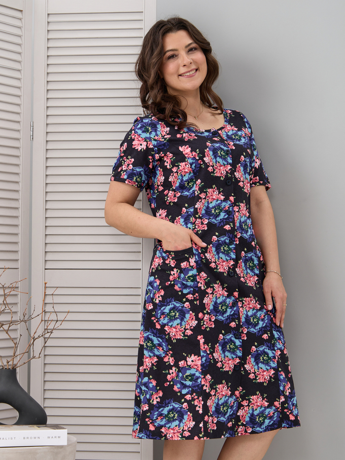 Халат Х-058/синийголубой-пион