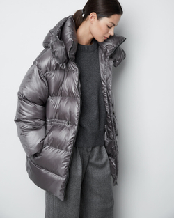 Джемпер из смесового кашемира с круглым вырезом темно-серый