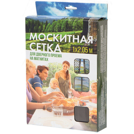 Сетка москитная для двери, 1х2.05 м, на магнитах, липучка, корич, коробка