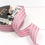 Лента Полиэстер 2,6см х 22м в полоску (Розовый)