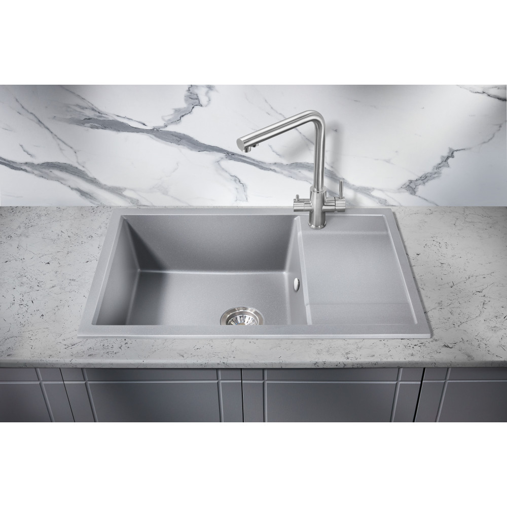 Мойка для кухни MILACIO Navarra 78 Cuarzo MC.77053, серый металлик