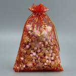 Мешочек подарочный красный «Новогодние игрушки», 16 × 24 см +/- 1.5 см