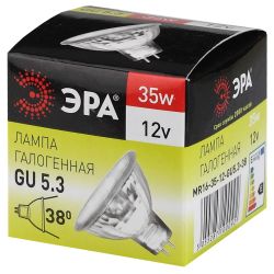 Лампа галогенная ЭРА GU5.3-MR16-35W-12V-CL 35Вт софит теплый белый свет GU5.3