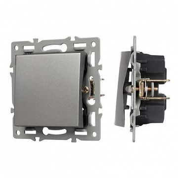 Механизм выключателя одноклавишный перекрёстный 043720 серый SWT-MKX1-PL-GR (250V, 16A) Arlight