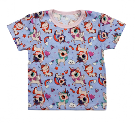 Футболка для девочки 411/117 лаванда, единороги