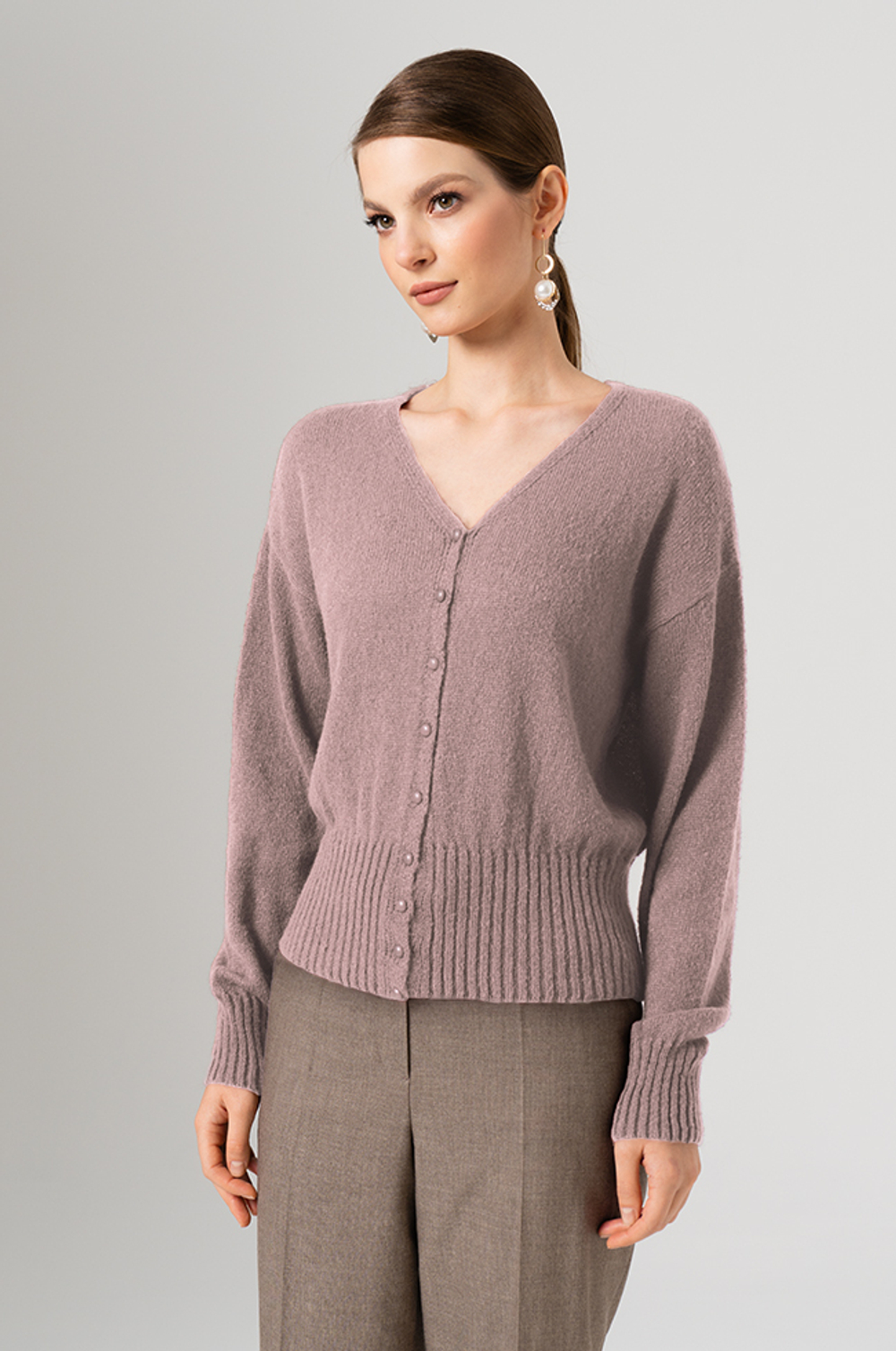1893 Кардиган женский (серо-розовый)