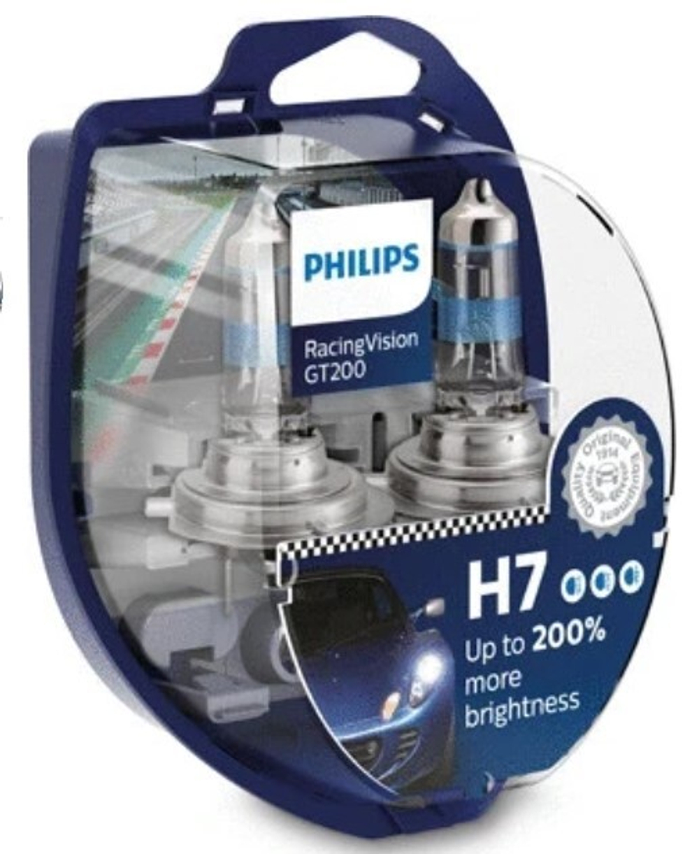 Лампа 12 В H7 55 Вт +200% Racing Vision галогенная 2 шт. Philips