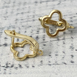 Ювелирные швензы с позолотой Клевер, 17*13 мм, цена за пару