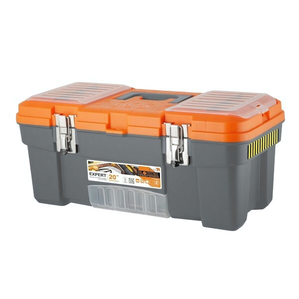 Ящик для инструментов Blocker Expert 20" с металлическими замками серо-свинцовый/оранжевый