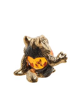 Народные промыслы AM-3095 Фигурка «Кот Енот» (латунь, янтарь)