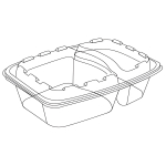 Контейнер одноразовый 830 мл 211x146x51 мм 2-х секц. чёрный с крышкой PP 1/150