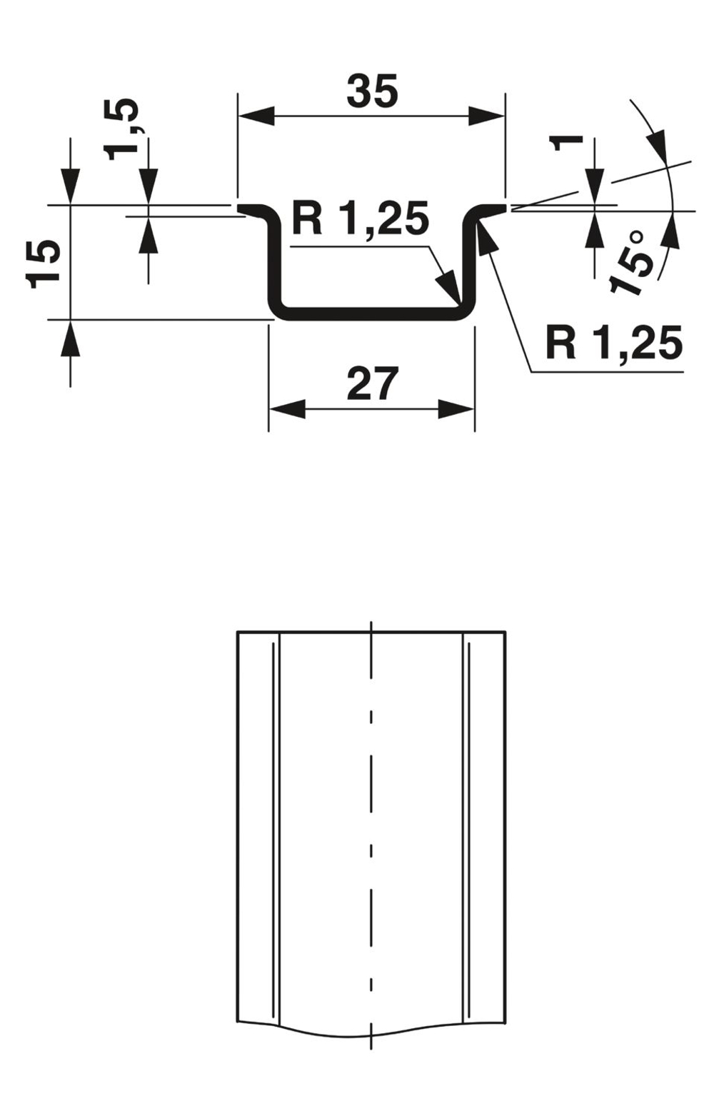 0843115 - NS 35/15 ZN UNPERF 2000MM-VPE 10 - Несущая рейка без перфорации