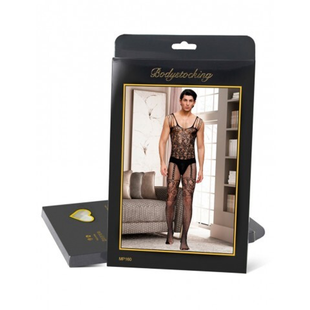 Боди сетка с цветочным принтом с чулками для мужчин (OS)