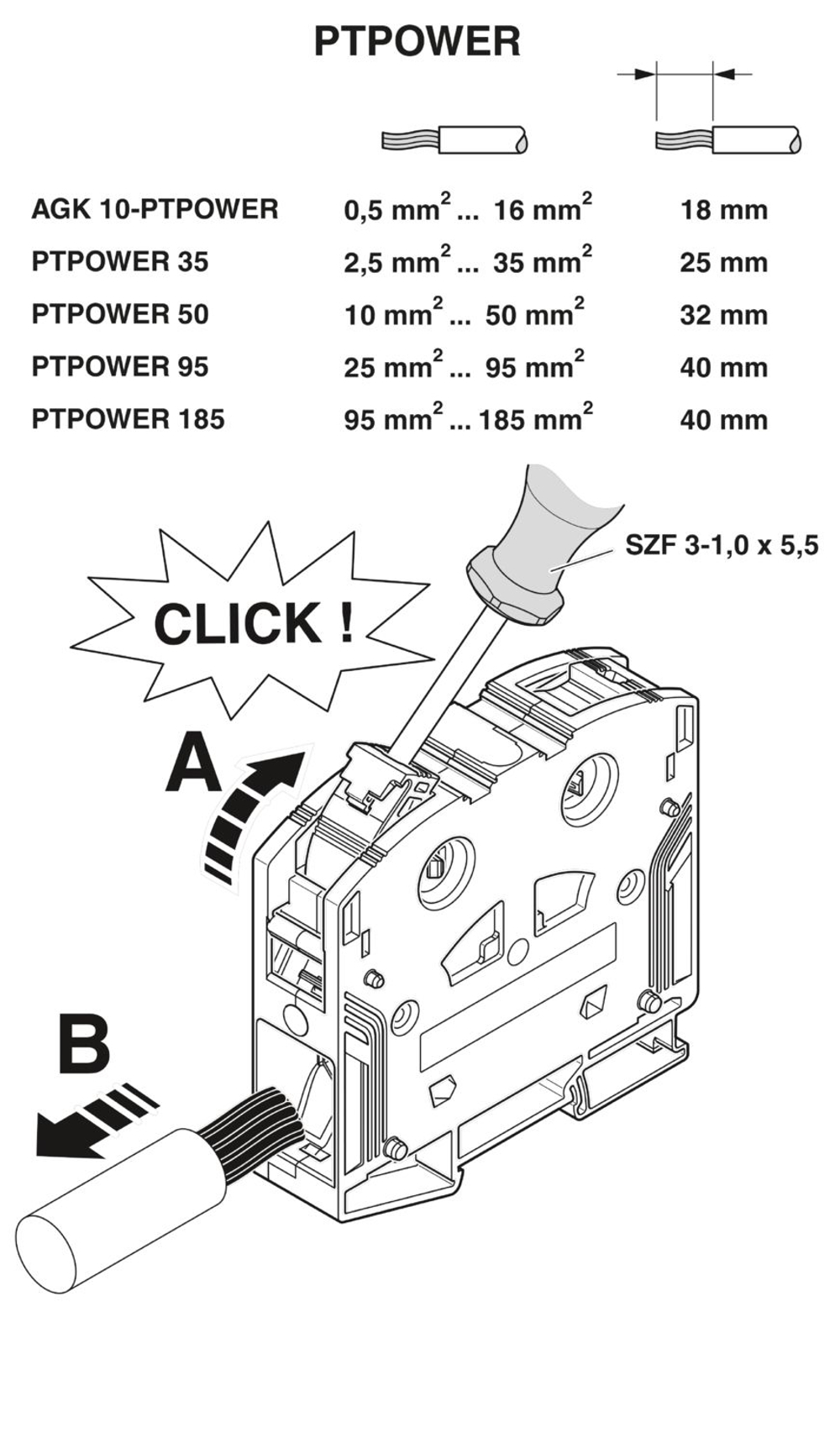 1054735 - PTPOWER 185 3L-F - Cиловая клемма