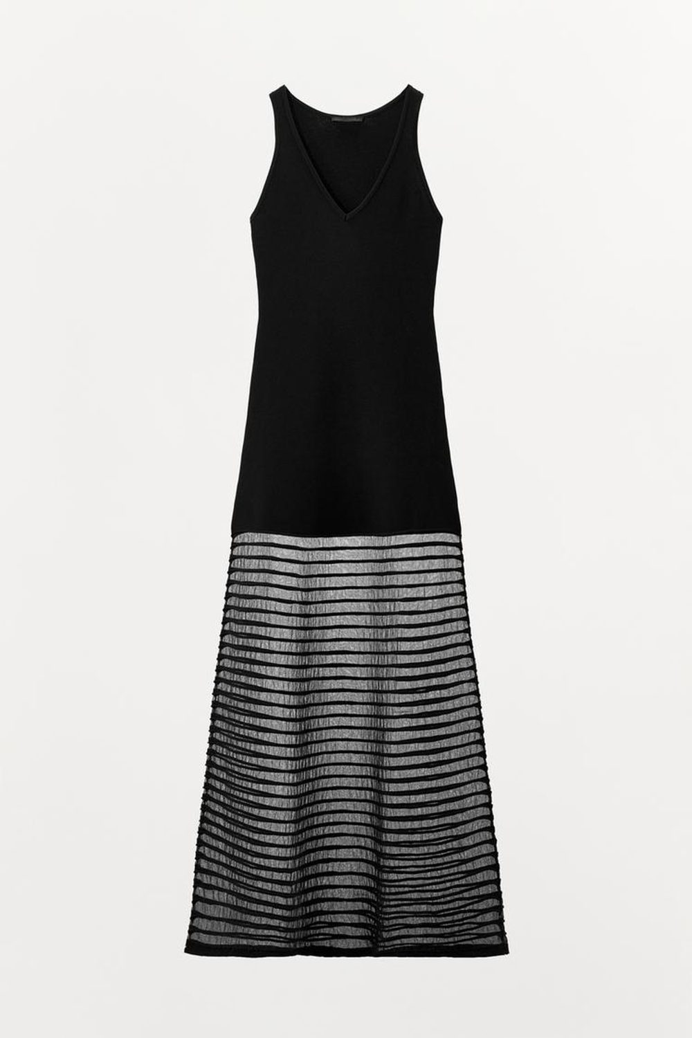 ZARA ТРИКОТАЖНОЕ ПЛАТЬЕ ИЗ ПОЛУПРОЗРАЧНОЙ ТКАНИ, ЧЕРНЫЙ