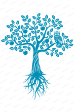 Фотообои Точка роста, белый фон, голубое дерево 145