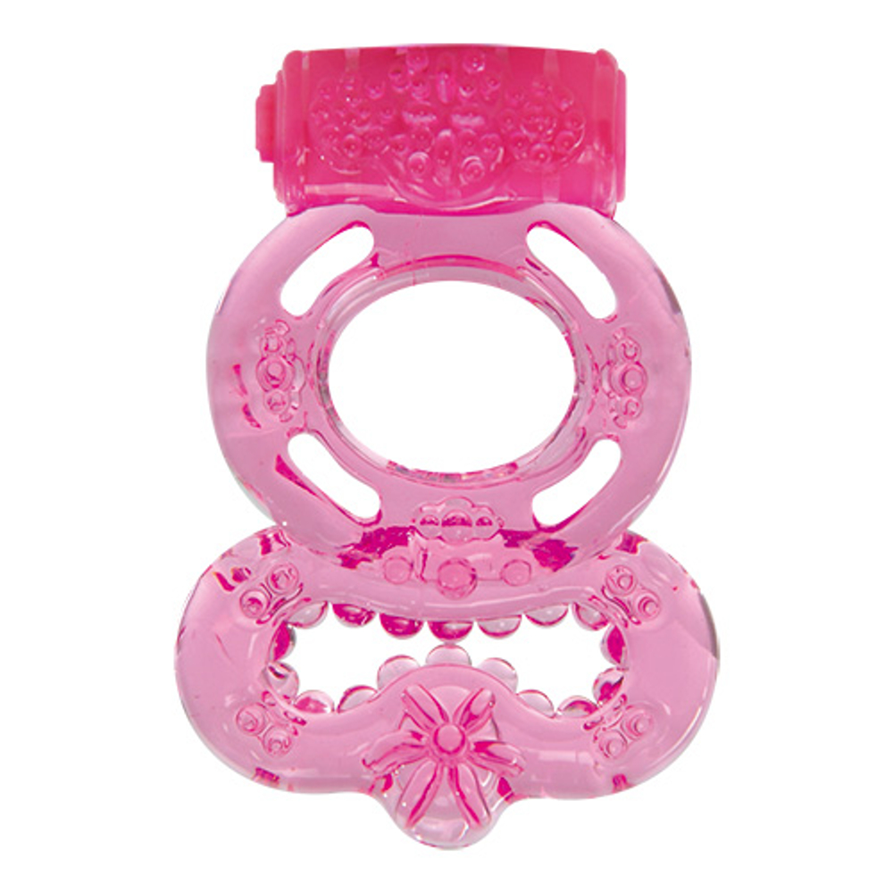 Розовое эрекционное виброкольцо VIBRATING COCK RING FREAK OUT (Цвет: розовый)