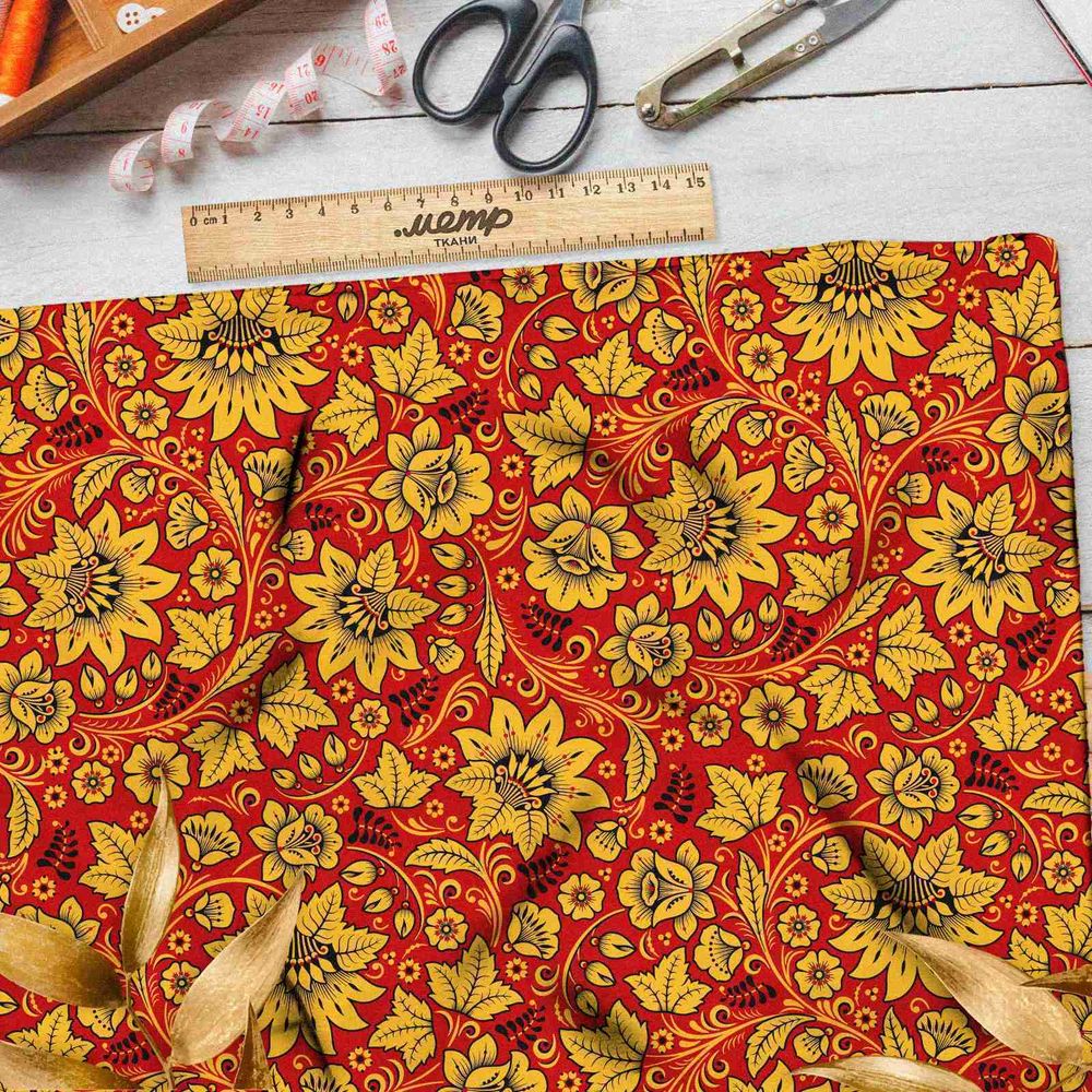 Ткань блэкаут царская хохлома
