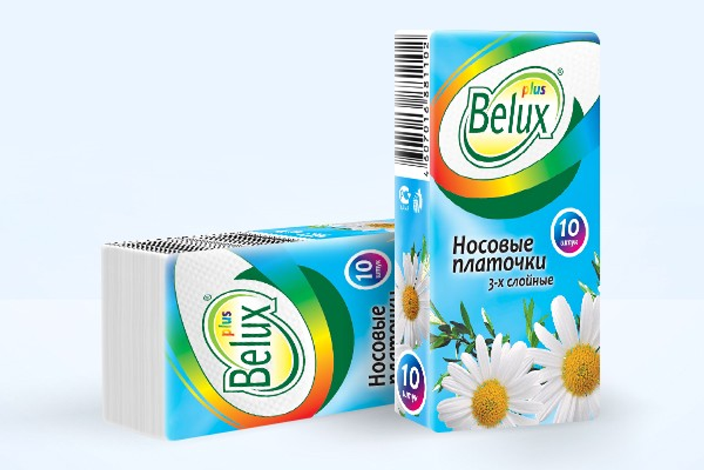 Платочки носовые BELUX PLUS 3-слойные, аромат ромашки