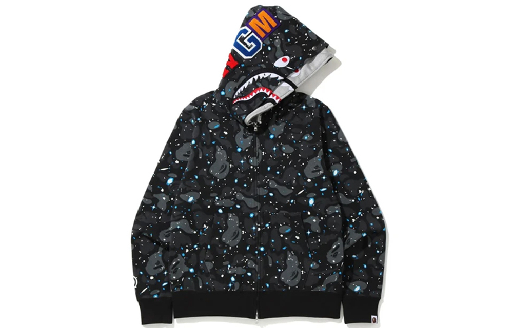 A Bathing Ape Space Camo Shark Full Zip Double Худи черный