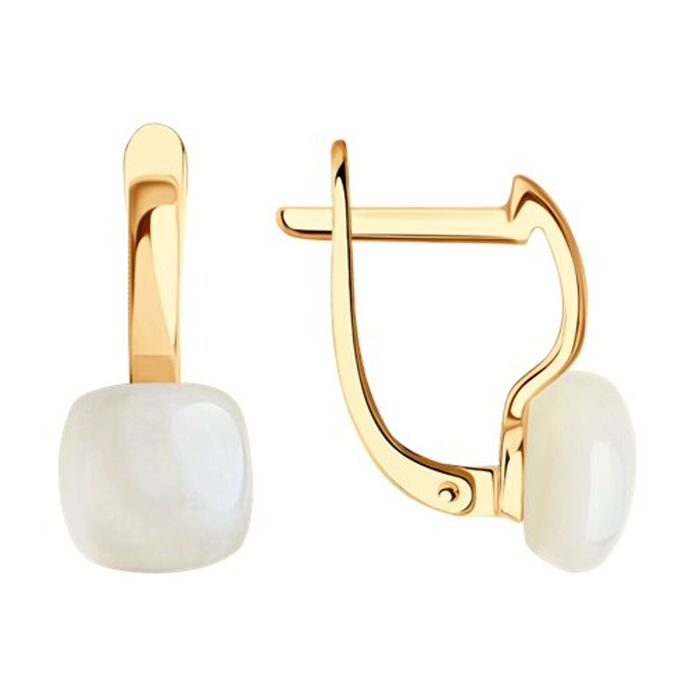 Серьги из золота с лунным камнем