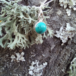 Подвеска КРУГ с цепочкой, серебро/бирюза