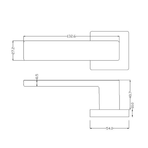 Размеры дверной ручки CUBE ZN