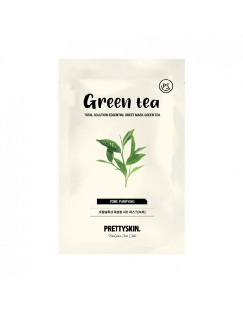 Тканевая маска с экстрактом зеленого чая PRETTYSKIN Total Solution Essential Sheet Mask Green Tea