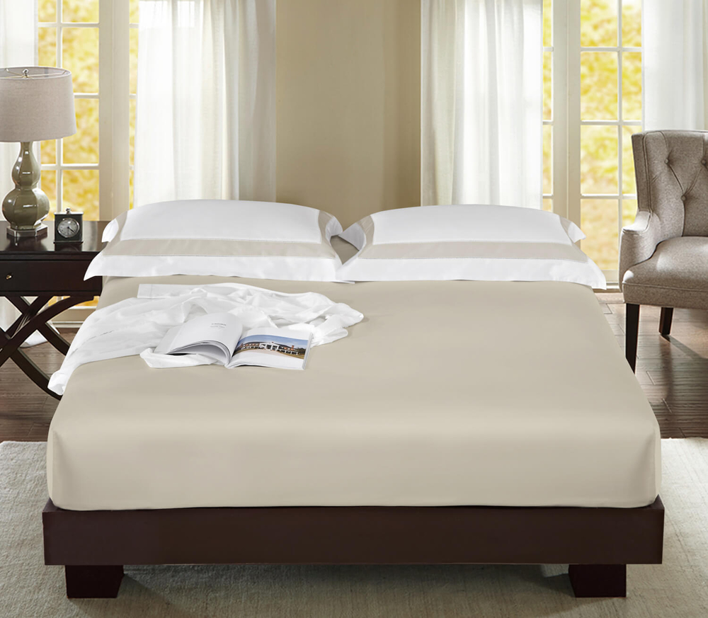 Простыня на резинке 200x200 Sharmes Calipso серо-бежевая