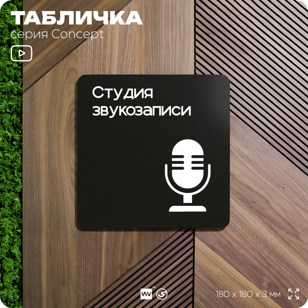 Табличка Студия звукозаписи, на дверь и стену, навигационная и информационная, серия CONCEPT, 18х18 см, Айдентика Технолоджи