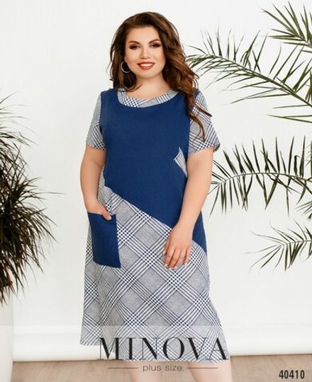 Платье 435-джинсовая-клетка Minova Фото 2