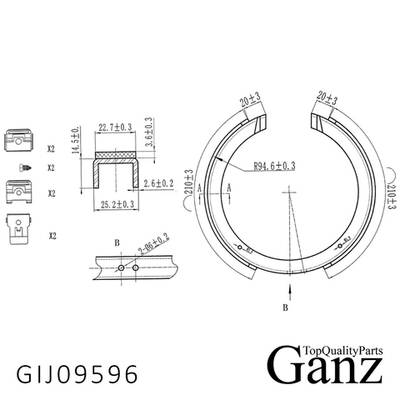 Колодки стояночного тормоза SsangYong Kyron D20/D27/E23 05 GANZ GIJ09596