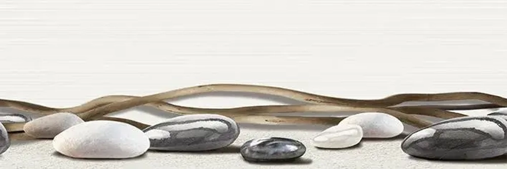 Декоративная плитка ALMA Ceramica DWU11ALD024 Ailand 60x20 белая / черная глазурованная глянцевая морские мотивы