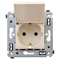 Розетка с крышкой в стену, 2P+E, с з/ш, "Avanti", "Ванильная дымка"