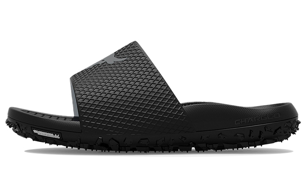 Under Armour Project Rock Slides fashion and comfortable composite bottom rubber bottom non-slip anti-wear casual slippers men's black single layer