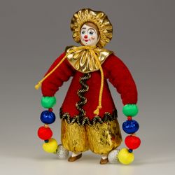 Ёлочная игрушка Клоун в золотом берете