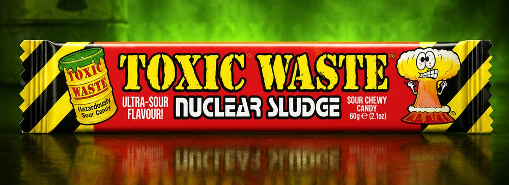 Кислая жевательная конфета Toxic Waste Nuclear Sludge Sour Cherry со вкусом вишни, 20 г