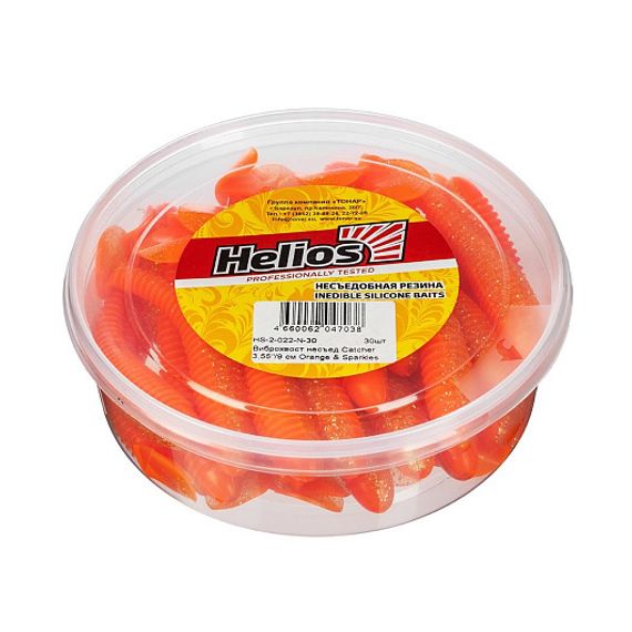 Виброхвост несъедоб. Catcher 3,55&#39;/9 см Orange &amp; Sparkles 30шт. (HS-2-022-N-30) Helios