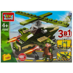 Конструктор пластмассовый 109эл. 3в1 "Военный вертолет" в коробка 7299-PZ (Город мастеров)
