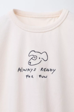 ZARA ЛОНГСЛИВ С ВЫШИВКОЙ, ЦВЕТ СЛОНОВОЙ КОСТИ