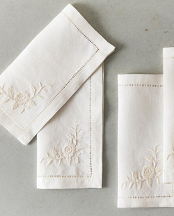 ZARA HOME НАБОР КОКТЕЙЛЬНЫХ САЛФЕТОК ИЗО ЛЬНА С ВЫШИВКОЙ (4 ШТ.),, ЭКРЮ