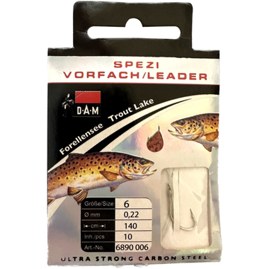 Крючок DAM с поводком на озерную форель 6890 Поводок 140см -