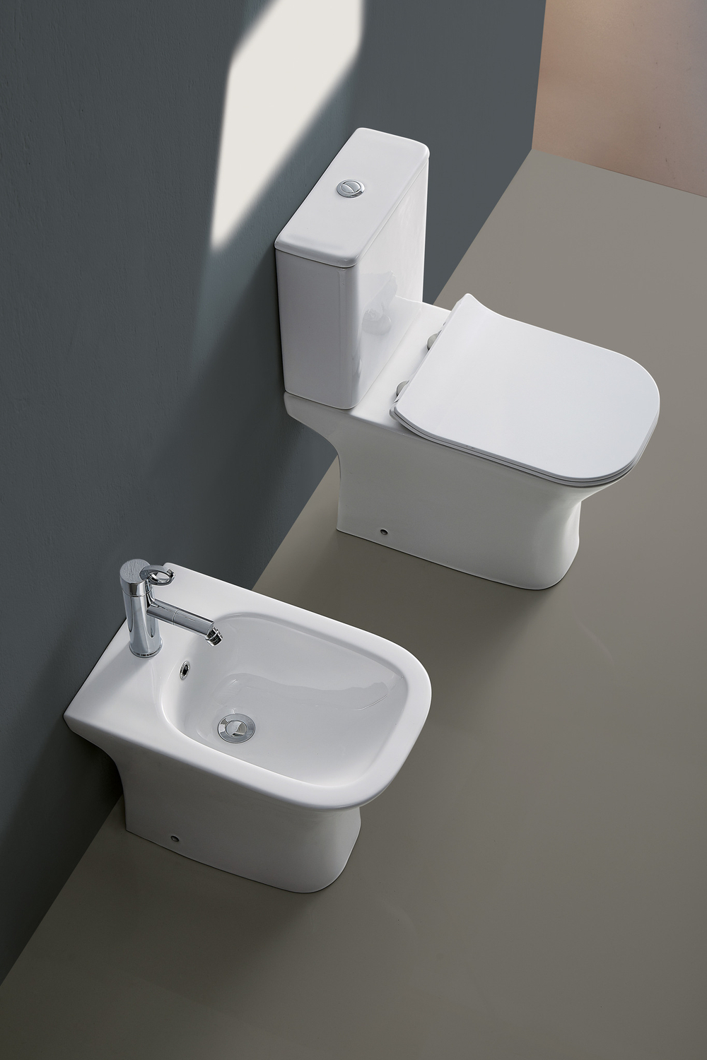 Унитаз-компакт безободковый Azario Fretta Square AZ-1215A с крышкой-сиденьем микролифт, белый