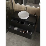 Тумба с раковиной Orange Line 100 Li-100TubMDF+B07-420W черная матовая